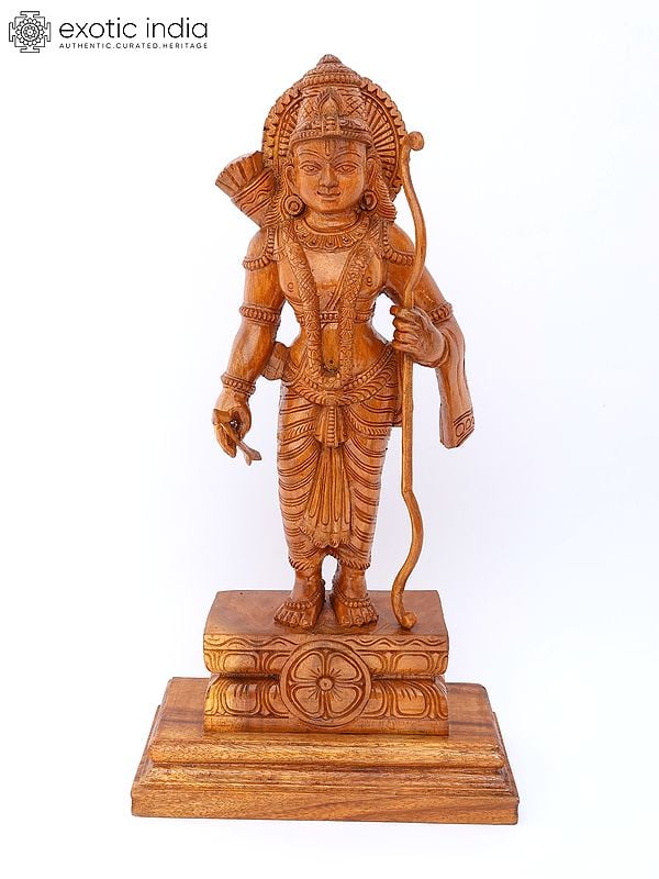 exotic india 24" Standing Lord Rama | Wood Carving 