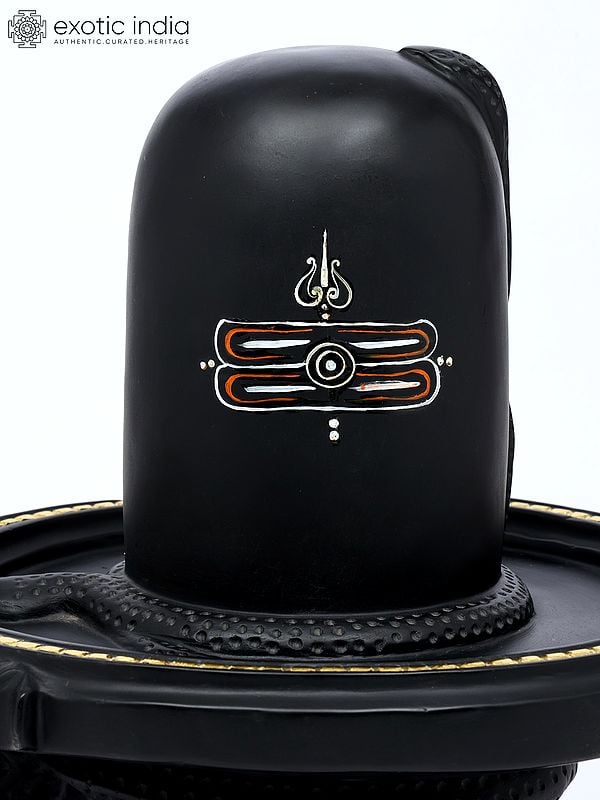 Exotic India 25" Black Marble Shivalinga 