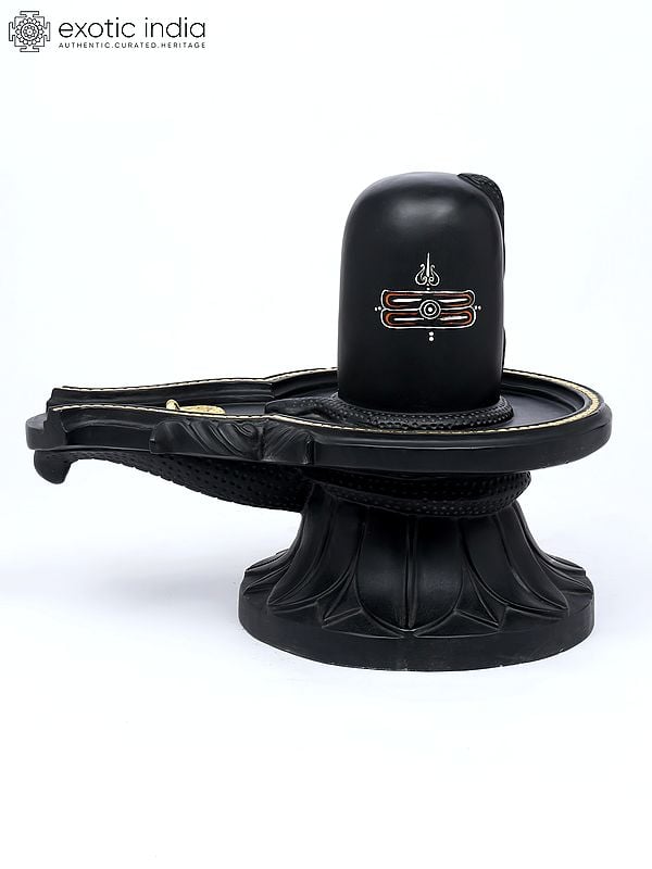 Exotic India 25" Black Marble Shivalinga 