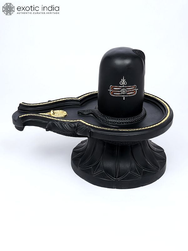 Exotic India 25" Black Marble Shivalinga 