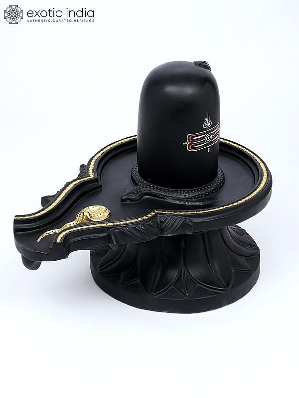 exotic india 25" Black Marble Shivalinga 