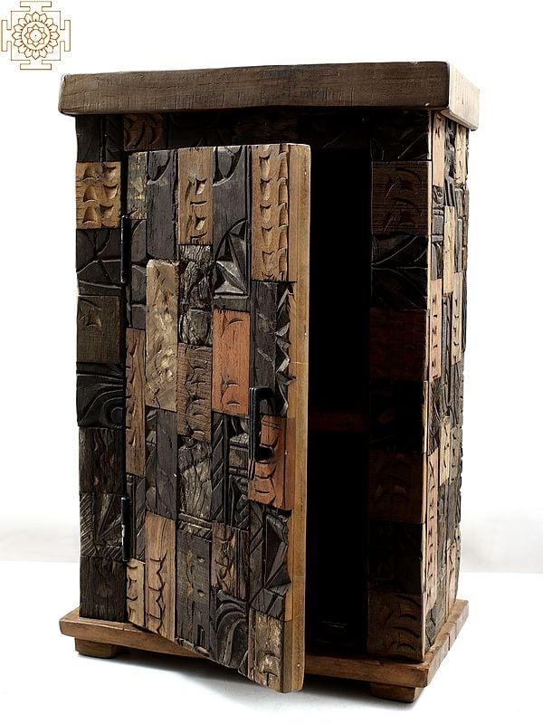 Exotic India 27" Vintage Wooden Bookshelf 