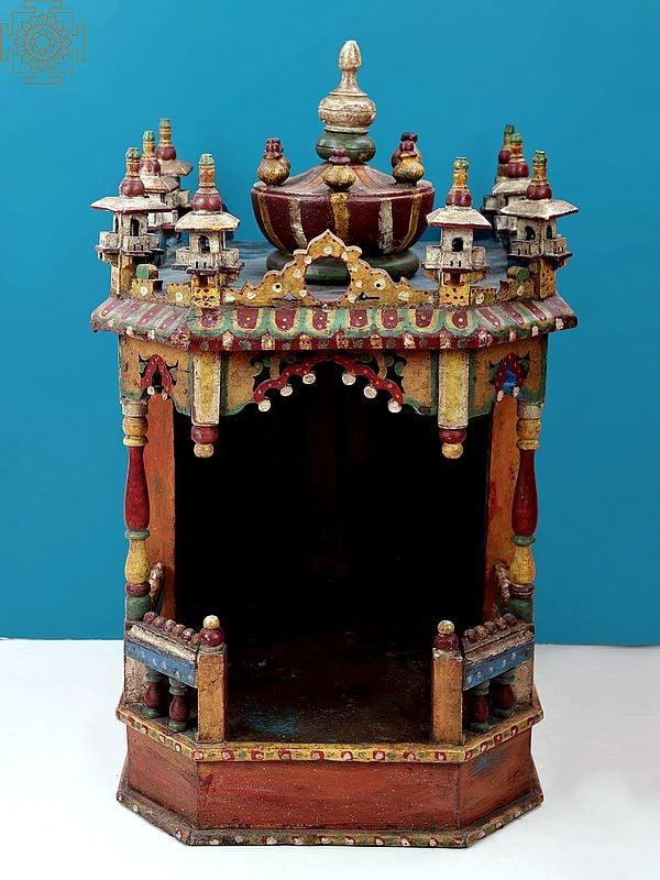 exotic india 28" Hand Painted Puja Temple