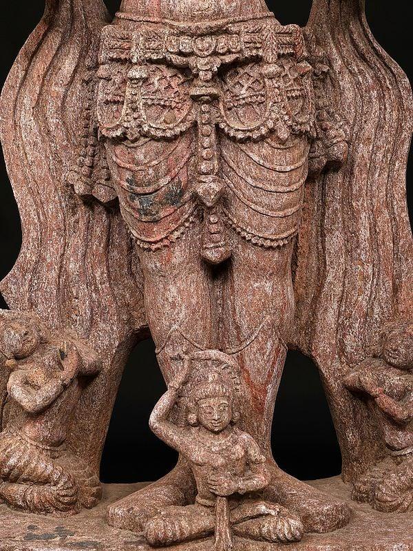 Exotic India 28" Lord Surya Holding Two Lotuses 