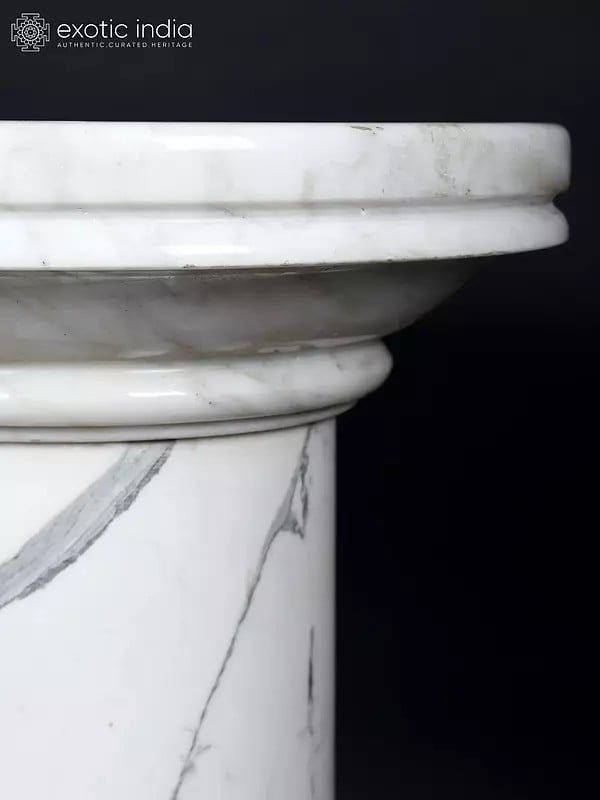 Exotic India 28" Round Designer White Marble Table