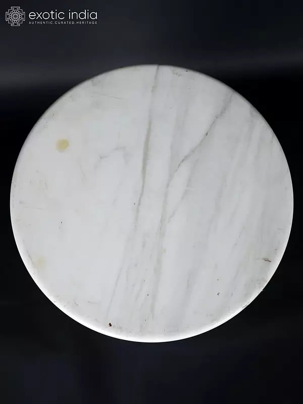 Exotic India 28" Round Designer White Marble Table