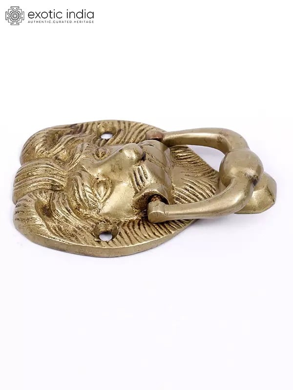 Exotic India 3" Lion Face Brass Door Knocker