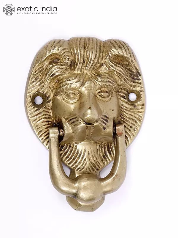 exotic india 3" Lion Face Brass Door Knocker 