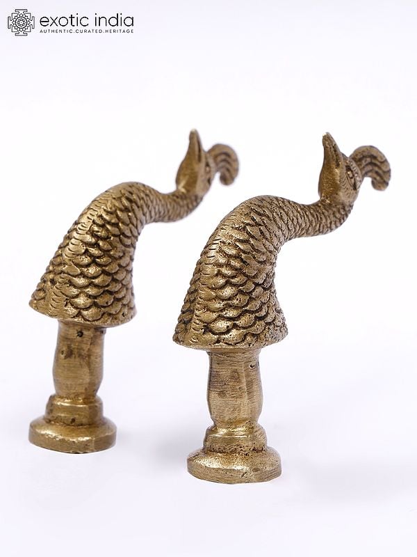 Exotic India 3" Peacock Design Door Knobs In Pair 