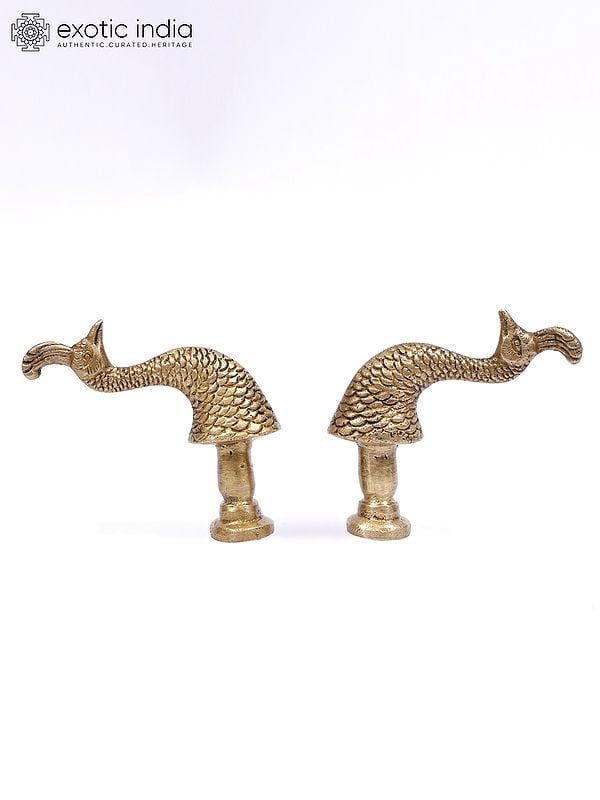 exotic india 3" Peacock Design Door Knobs in Pair 