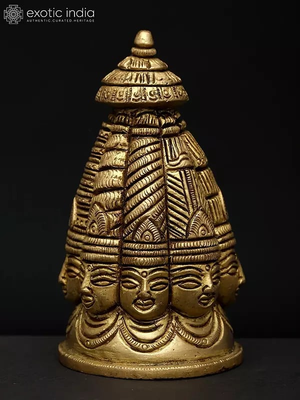 Exotic India 3" Small Brass Ashta Mukhalingam 