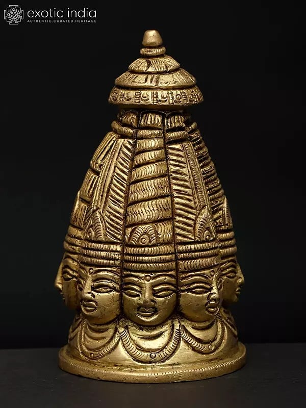 Exotic India 3" Small Brass Ashta Mukhalingam 