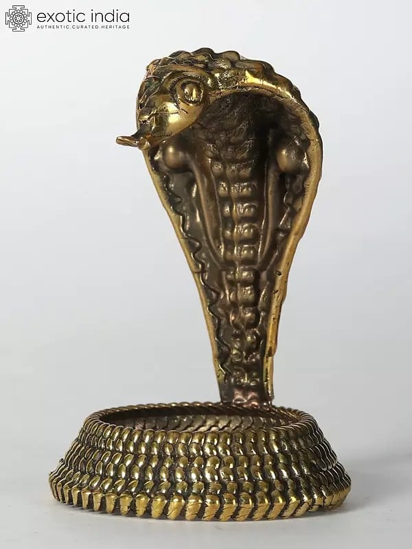 Exotic India 3" Small Brass Kundalini Snake Idol 