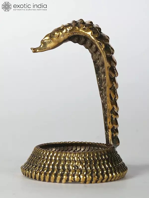 Exotic India 3" Small Brass Kundalini Snake Idol 
