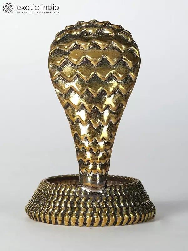 Exotic India 3" Small Brass Kundalini Snake Idol 