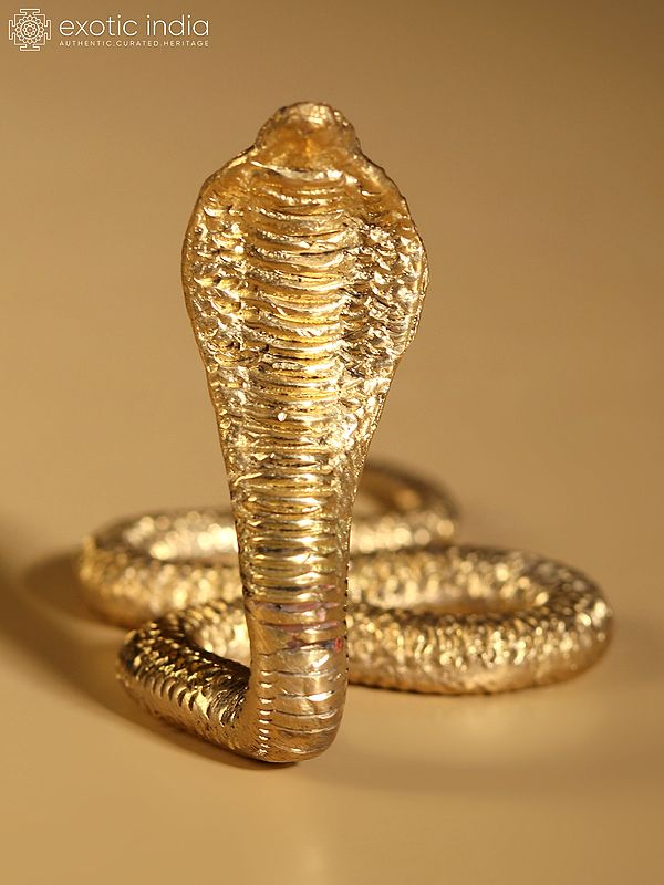 Exotic India 3" Small Brass Serpent Figurine 
