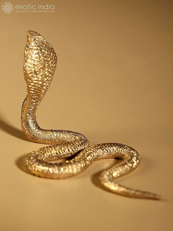 Exotic India 3" Small Brass Serpent Figurine 