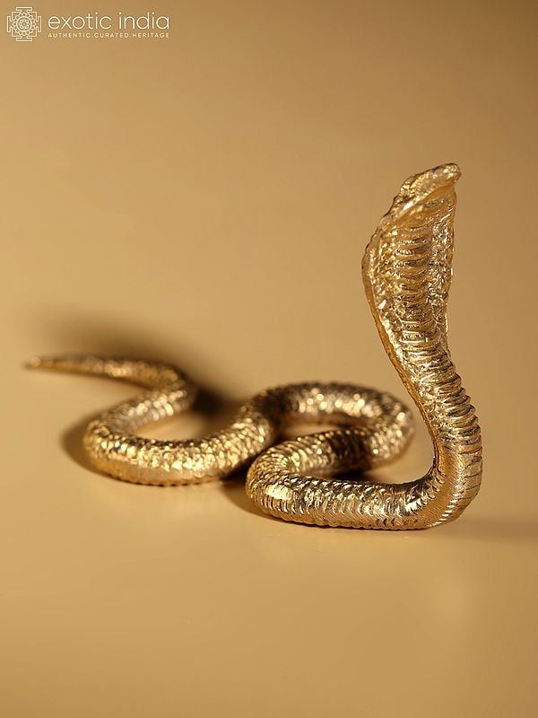 Exotic India 3" Small Brass Serpent Figurine 