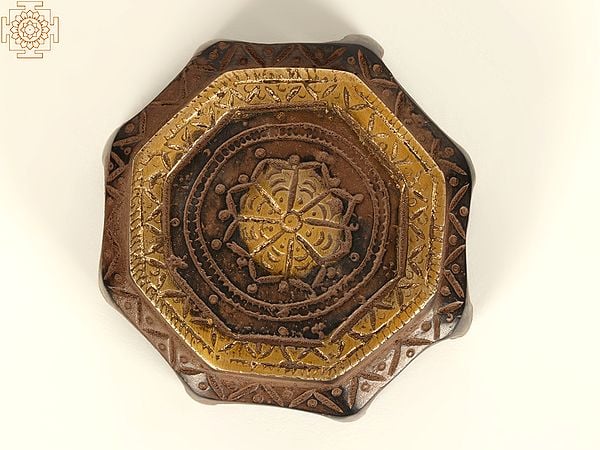 Exotic India 3" Small Designer Chowki In Brass 