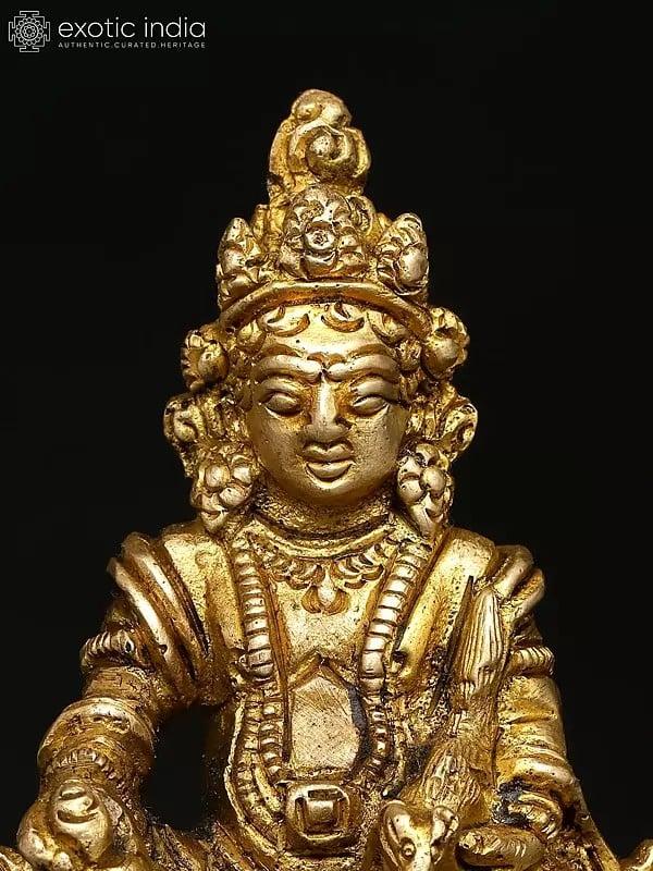 Exotic India 3" Small Lord Kubera | Brass Statue 