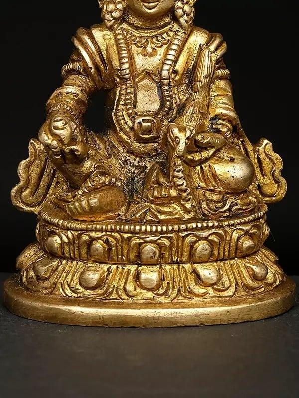 Exotic India 3" Small Lord Kubera | Brass Statue 