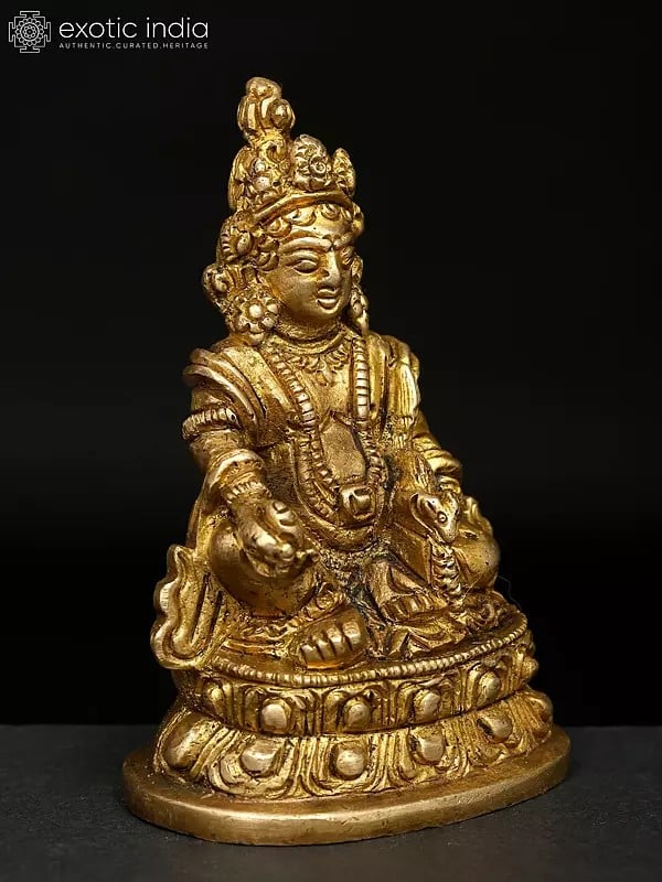 Exotic India 3" Small Lord Kubera | Brass Statue 