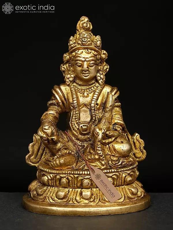 exotic india 3" Small Lord Kubera | Brass Statue 