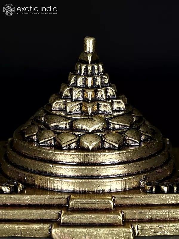 Exotic India 3" Superfine Shri Yantra | Brass Statue 