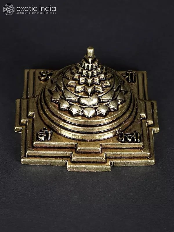 exotic india 3" Superfine Shri Yantra | Brass Statue 