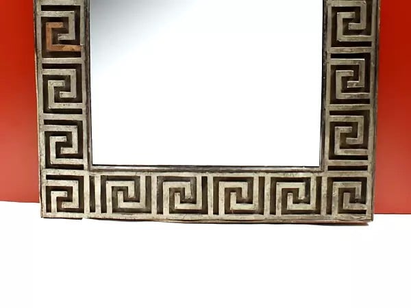 Exotic India 30" Square Vintage Wooden Frame Mirror 