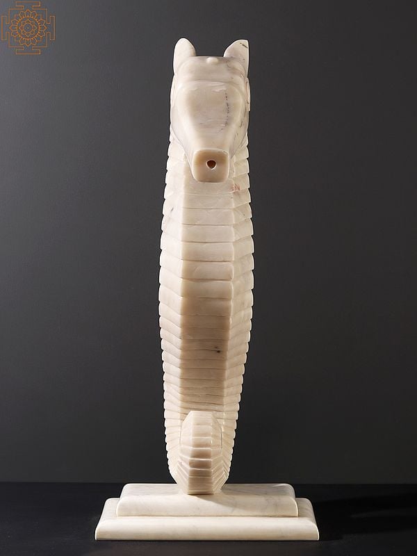Exotic India 32" Seahorse Sculpture In Marble