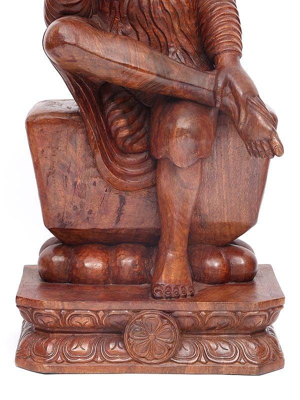 Exotic India 36" Blessing Sai Baba | Wood Carving 