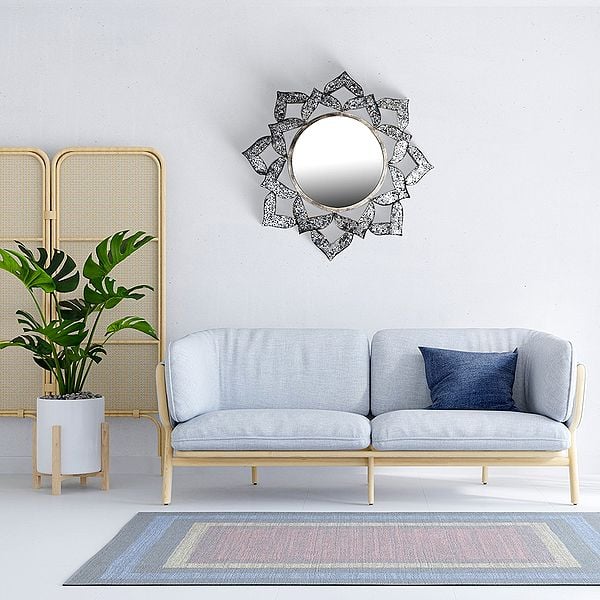 Exotic India 36" Flower Design Bathroom Mirror