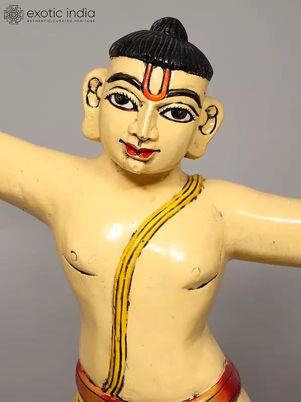 Exotic India 39" Gaura - Nitai | Wood Statues | Set Of 2 