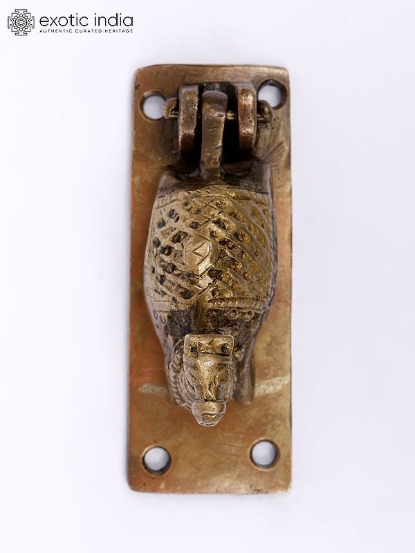 Exotic India 4" Camel Design Door Knocker In Brass 