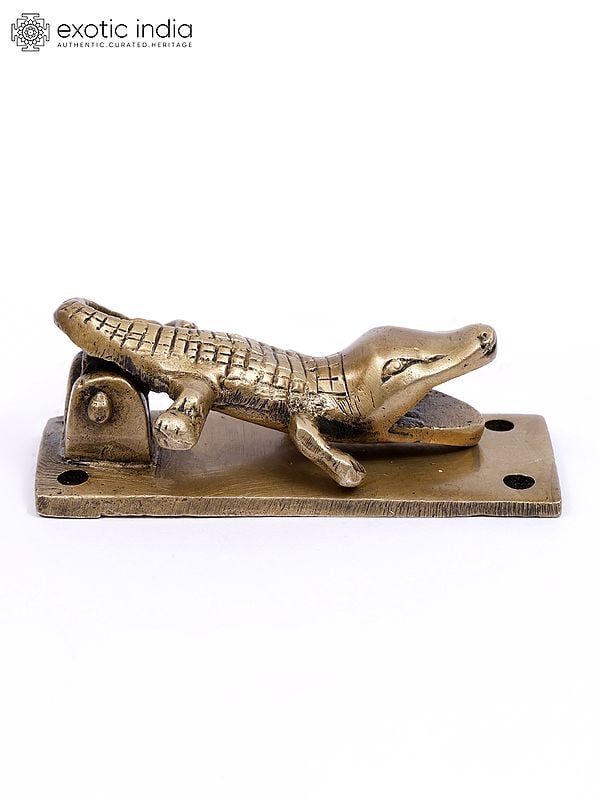 Exotic India 4" Crocodile Brass Door Knocker 