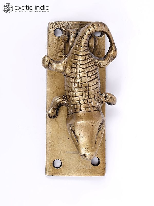 exotic india 4" Crocodile Brass Door Knocker 