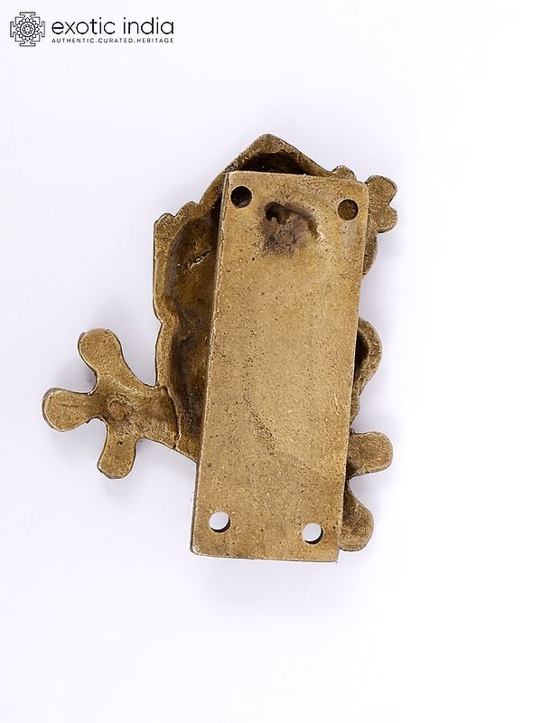 Exotic India 4" Frog Design Brass Door Knocker 