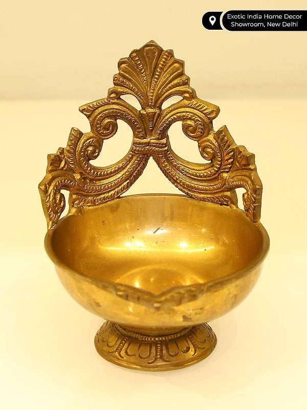 Exotic India 4" Small Brass Ritual Lamp (Diya) 