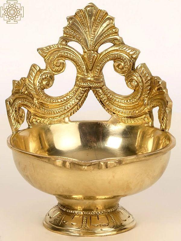 Exotic India 4" Small Brass Ritual Lamp (Diya) 