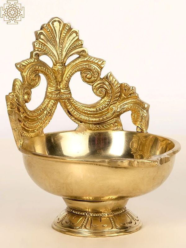 Exotic India 4" Small Brass Ritual Lamp (Diya) 