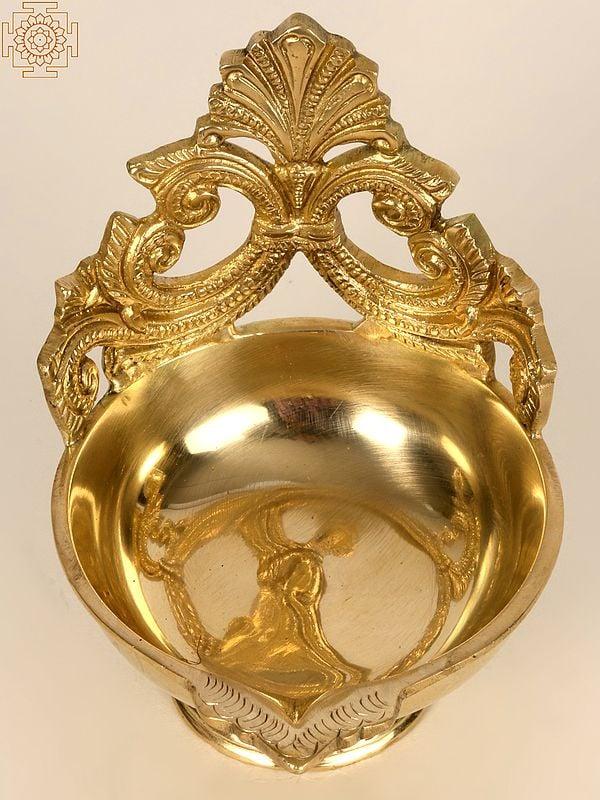 exotic india 4" Small Brass Ritual Lamp (Diya) 
