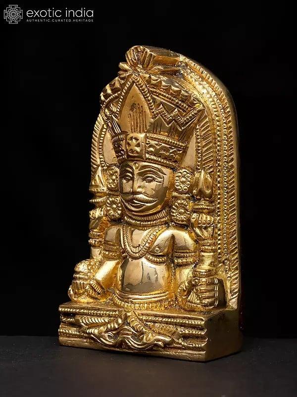 Exotic India 4" Small Lord Nakoda Jain | Brass Statue 