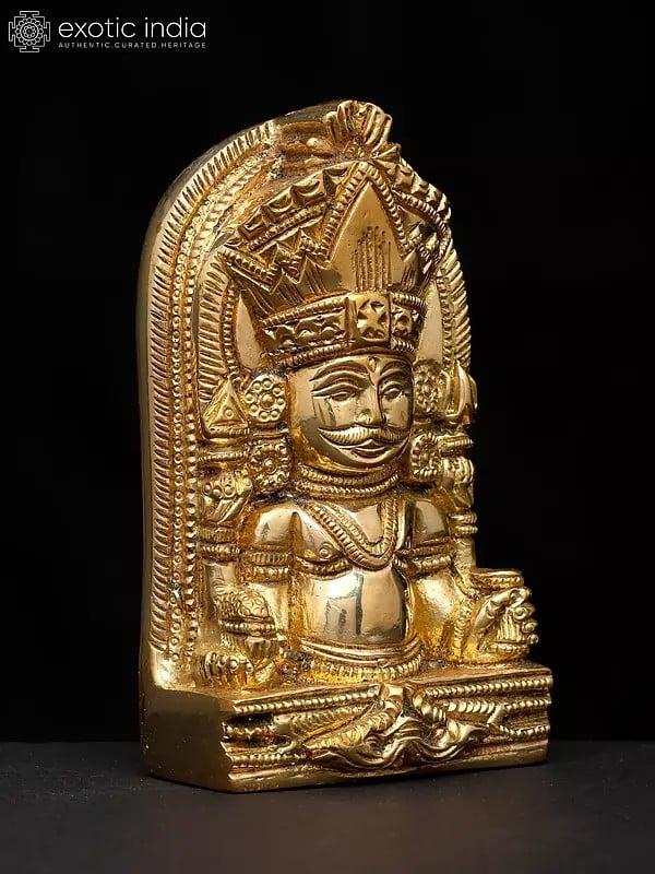 Exotic India 4" Small Lord Nakoda Jain | Brass Statue 