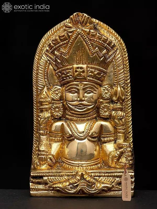 exotic india 4" Small Lord Nakoda Jain | Brass Statue 