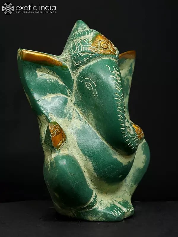 Exotic India 4" Small Modern Ganesha | Brass Statue 