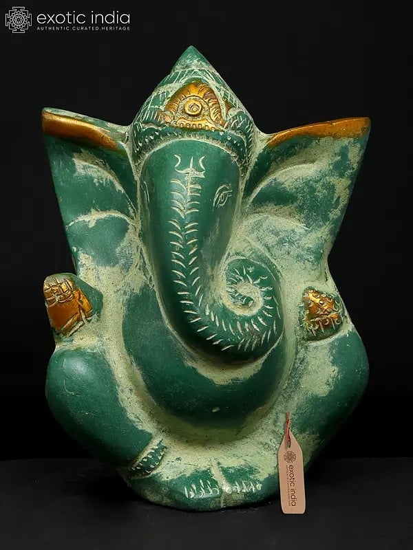 exotic india 4" Small Modern Ganesha | Brass Statue 