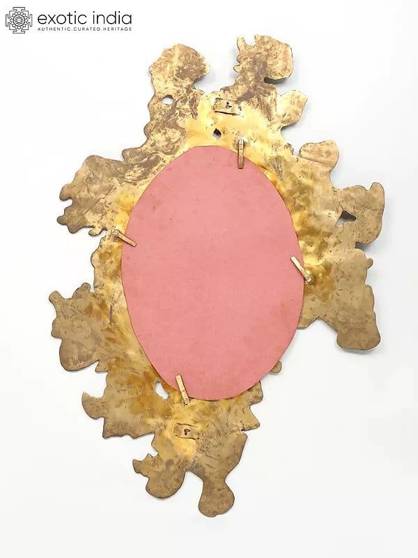 Exotic India 41" Designer Brass Mirror | Wall Hanging 
