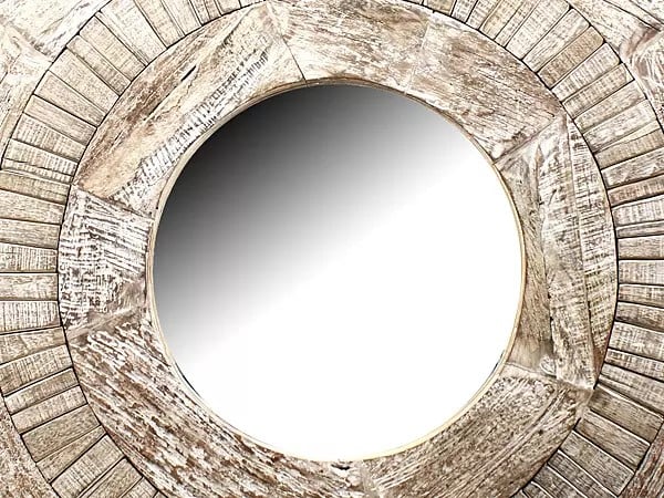 Exotic India 48" Large Vintage Wooden Design Mirror