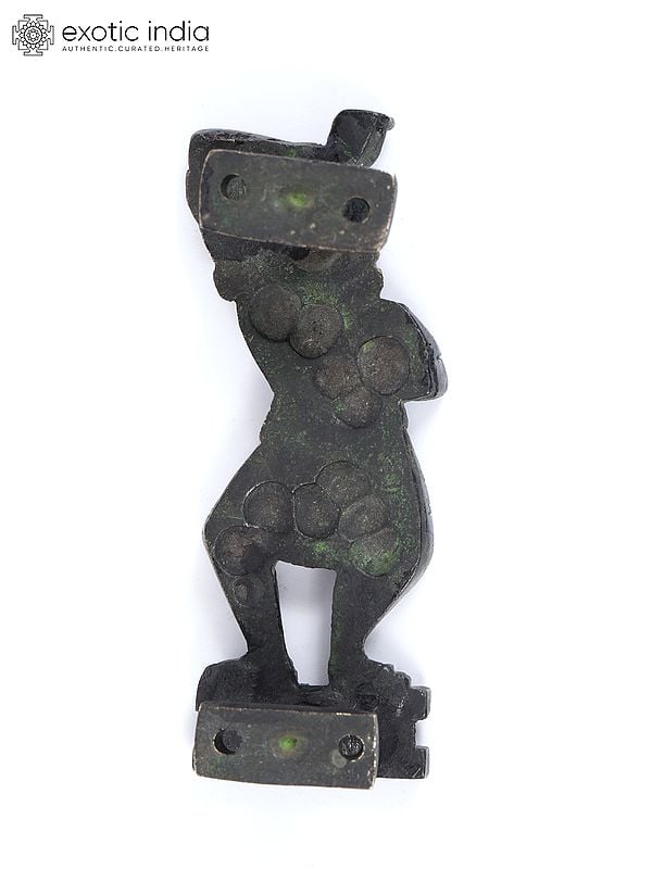 Exotic India 5" Dancing Apsara Door Handle In Brass 